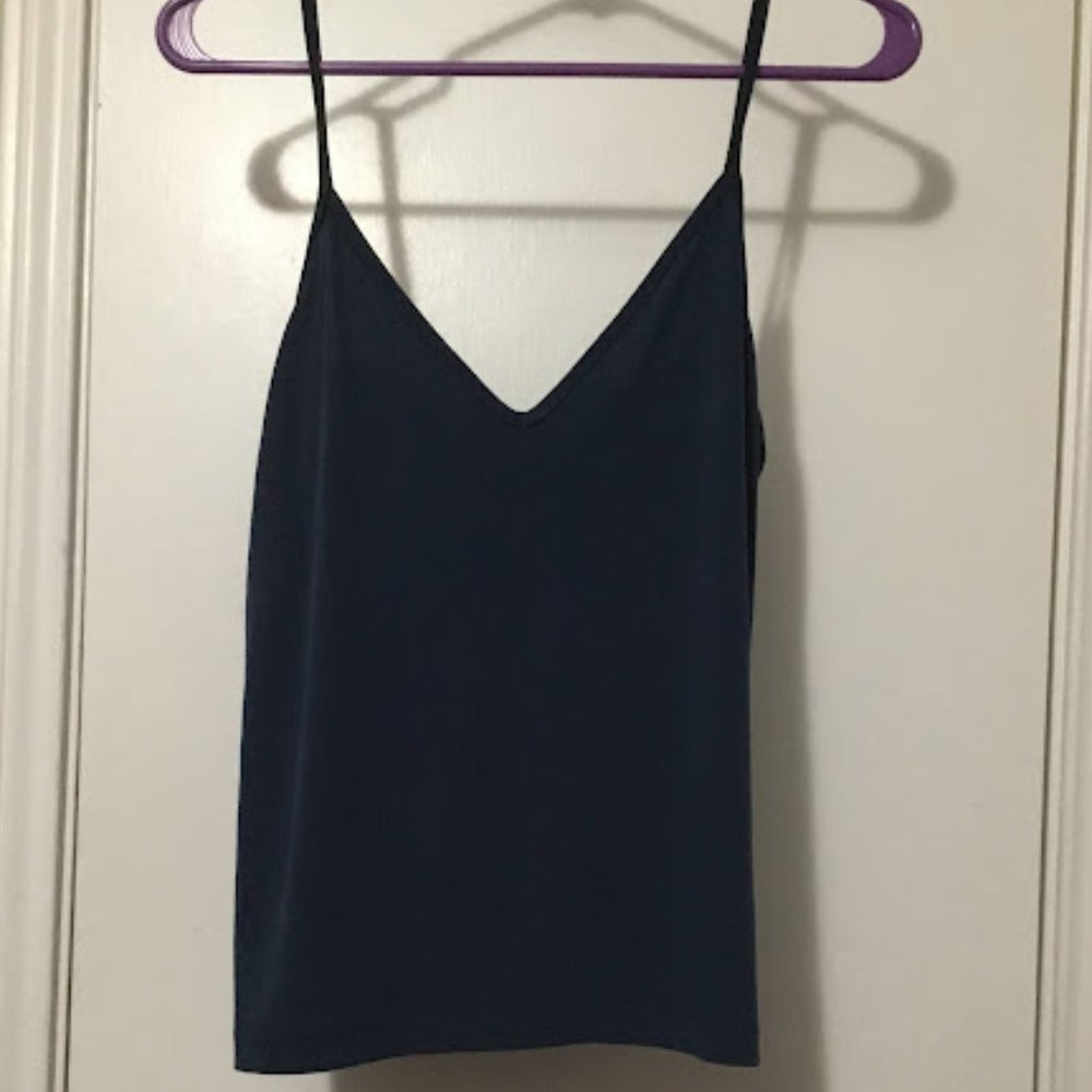 Navy Blue V-Neck Top